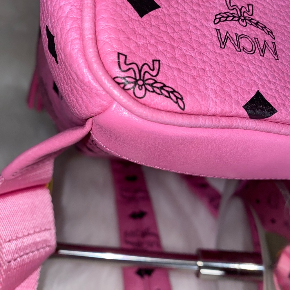 Mcm Pink Backpack Canvas Viseto Studs Preowned Au… - image 7